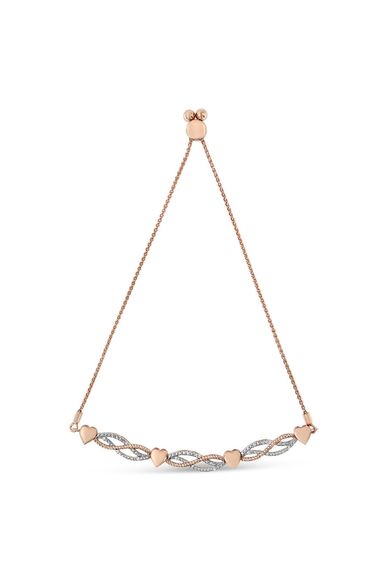 Diamond Accent Layered Infinity Link and Heart Adjustable Bolo Bracelet